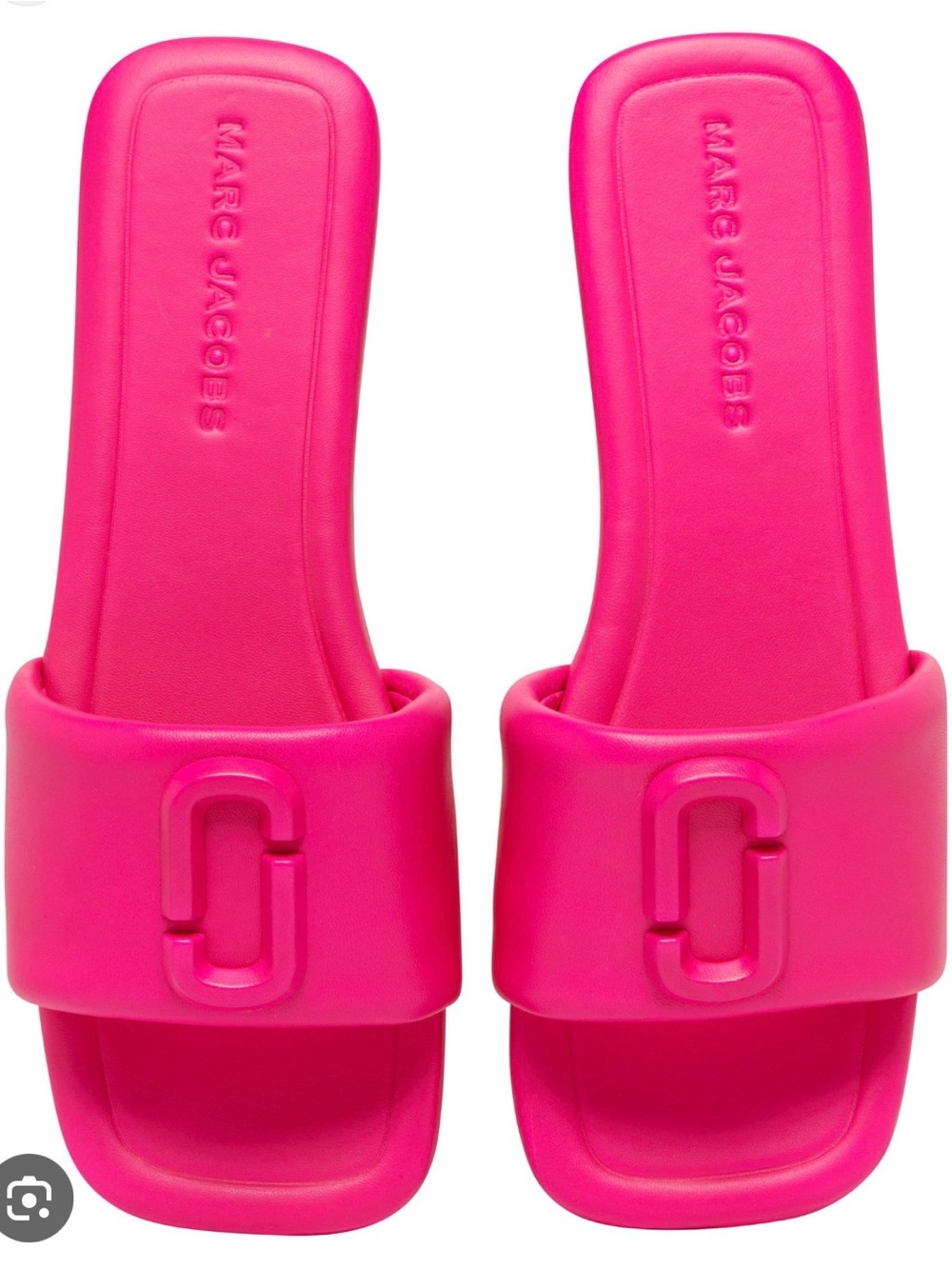 Marc Jacobs Bright Pink Logo Slide Sandals